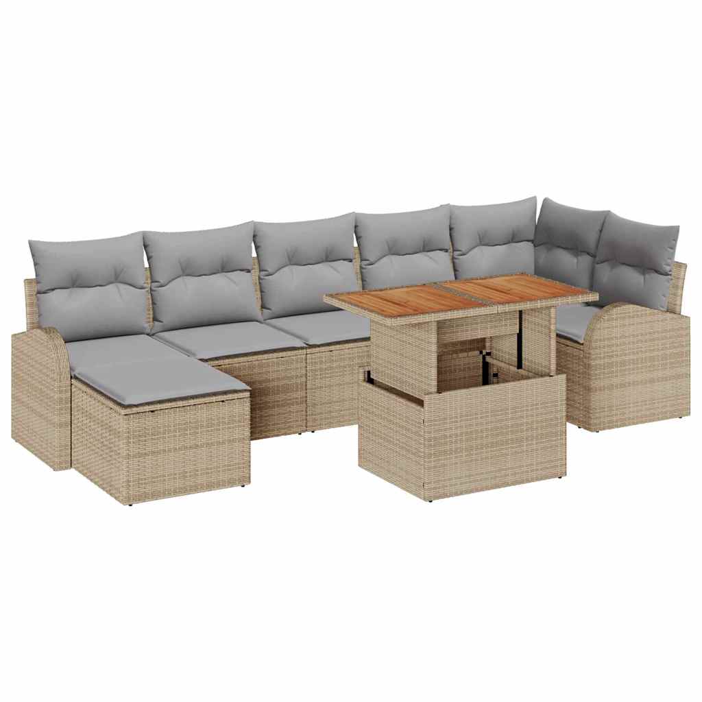 Havesofa Sæt 8 stk. beige og lysegrå