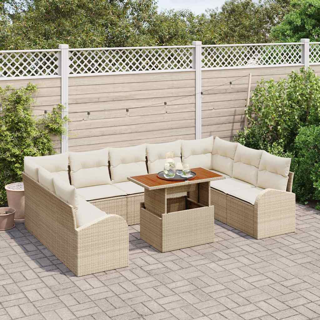 Havesofa Sæt 10 stk. beige og cremefarvet