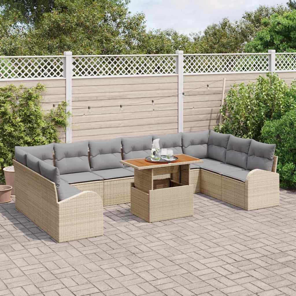 Havesofa Sæt 11 stk. beige og lysegrå