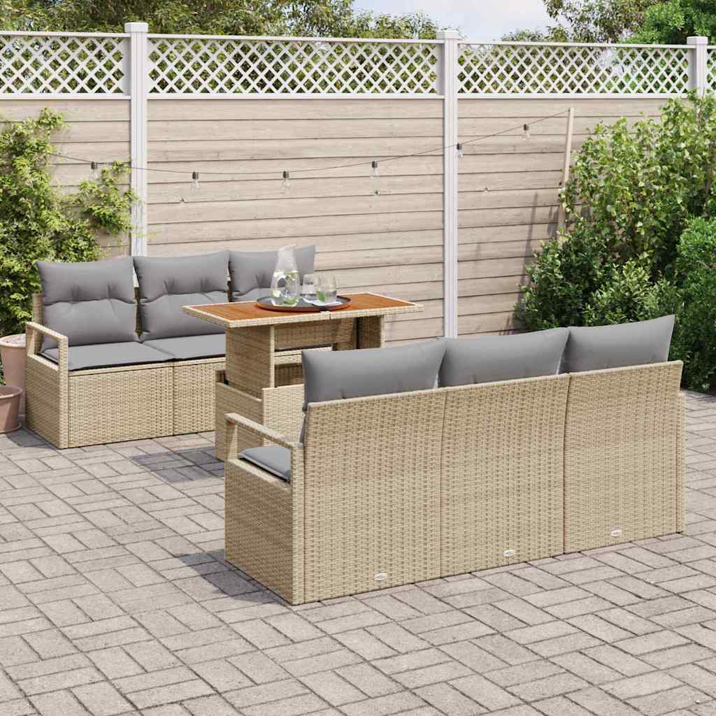 Havesofa Sæt 7 stk. 6-Antal sæder beige og lysegrå