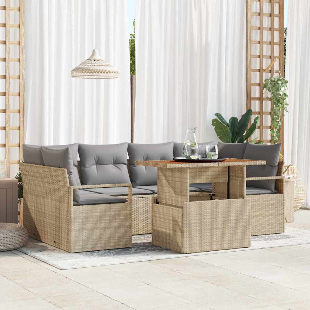 Havesofa Sæt 7 stk. 6-Antal sæder beige og lysegrå