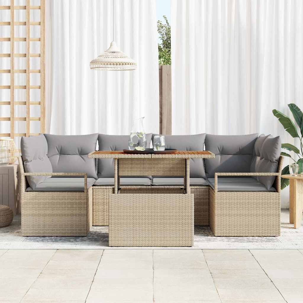 Havesofa Sæt 7 stk. 6-Antal sæder beige og lysegrå