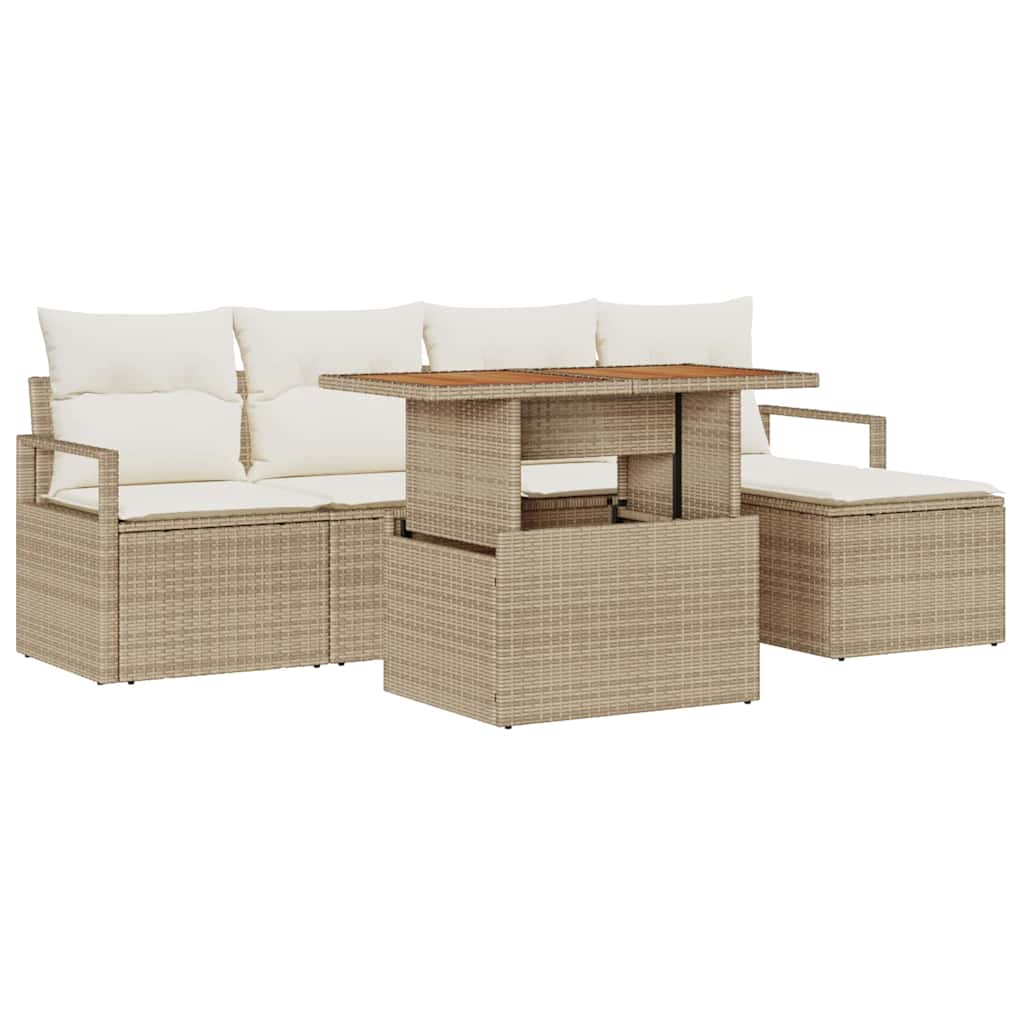 Havesofa Sæt 6 stk. Beige polyrattan
