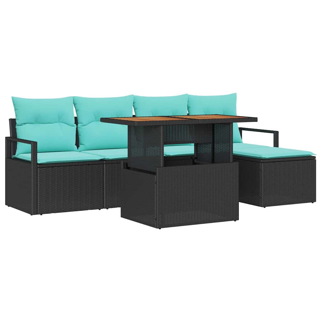 Havesofa Sæt 6 stk. Sort og teal