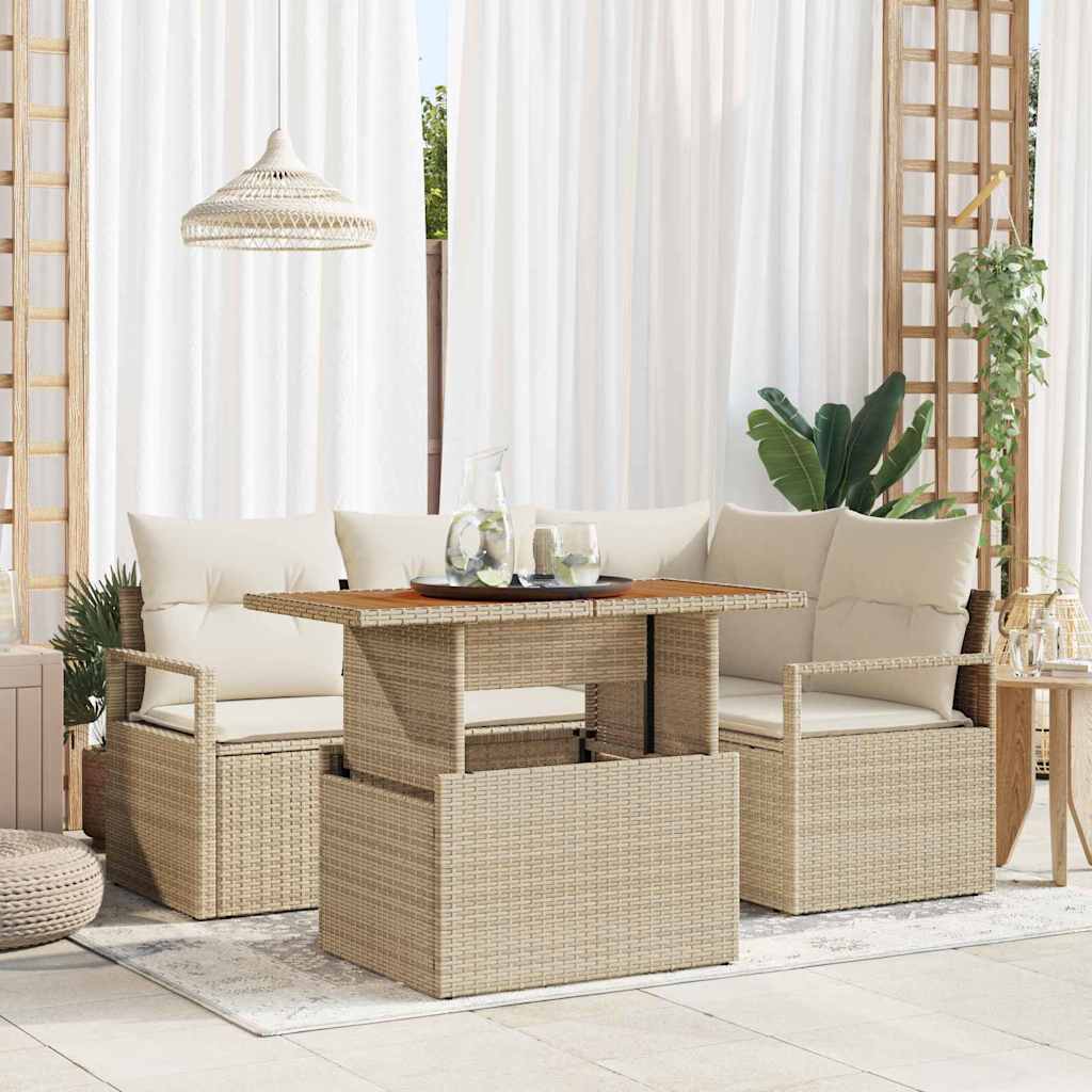 Havesofa Sæt 5 stk. 4-Antal sæder Beige og creme