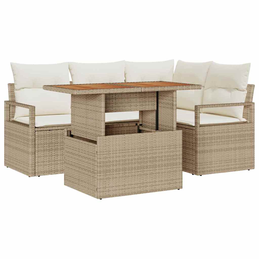 Havesofa Sæt 5 stk. 4-Antal sæder Beige og creme