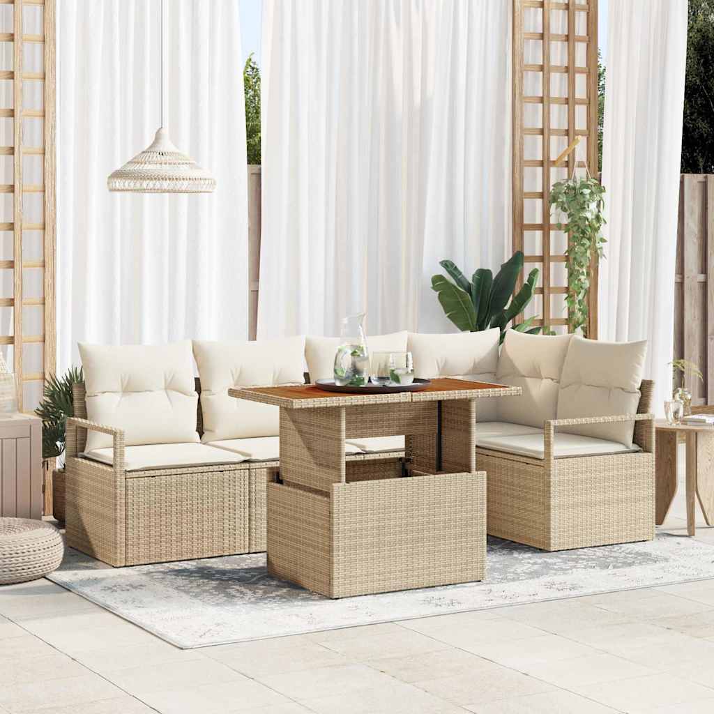 Havesofa Sæt 6 stk. 5-Antal sæder Beige og creme