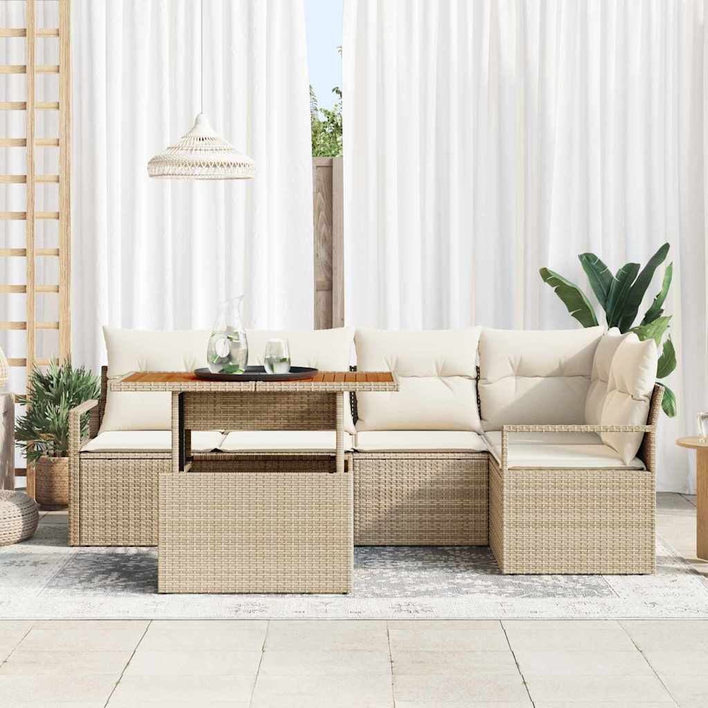 Havesofa Sæt 6 stk. 5-Antal sæder Beige og creme