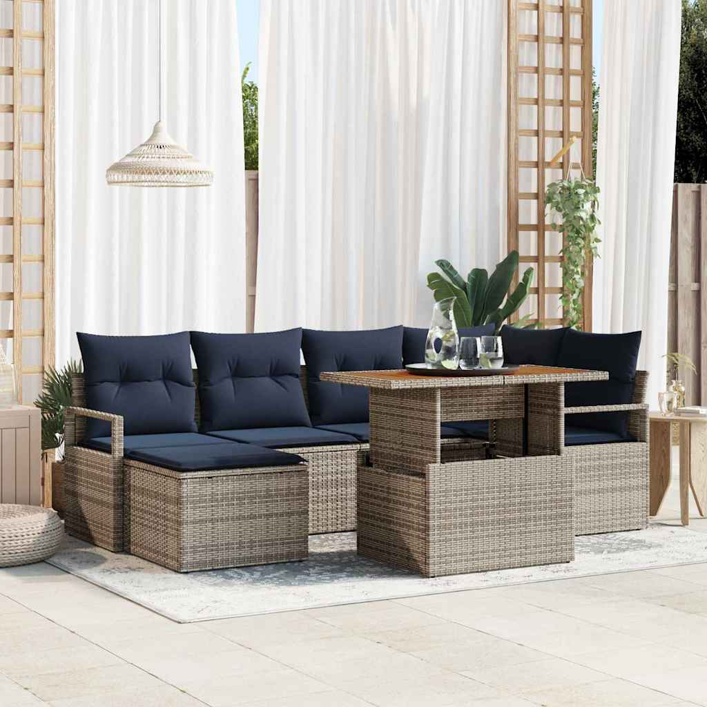 Havesofa Sæt 7 stk. Grå polyrattan