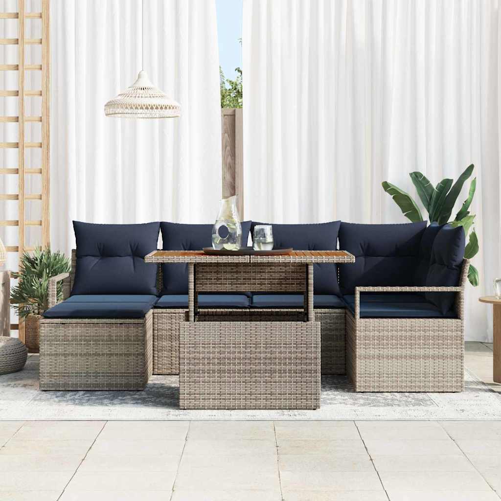 Havesofa Sæt 7 stk. Grå polyrattan