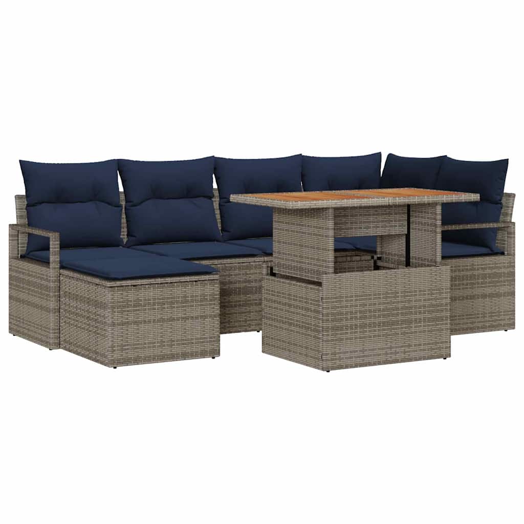 Havesofa Sæt 7 stk. Grå polyrattan