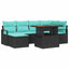 Havesofa Sæt 7 stk. Sort og Teal polyrattan