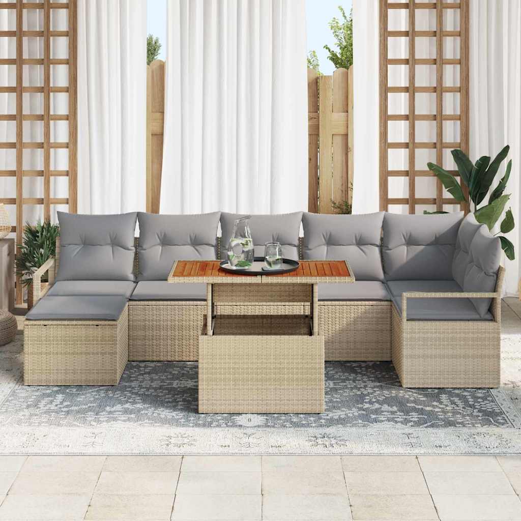 Havesofa Sæt 8 stk. Beige og grå