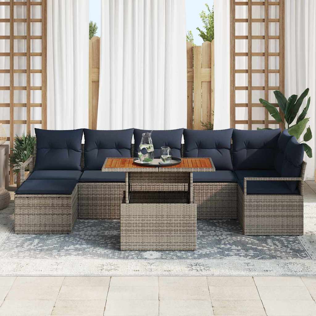 Havesofa Sæt 8 stk. Grå polyrattan