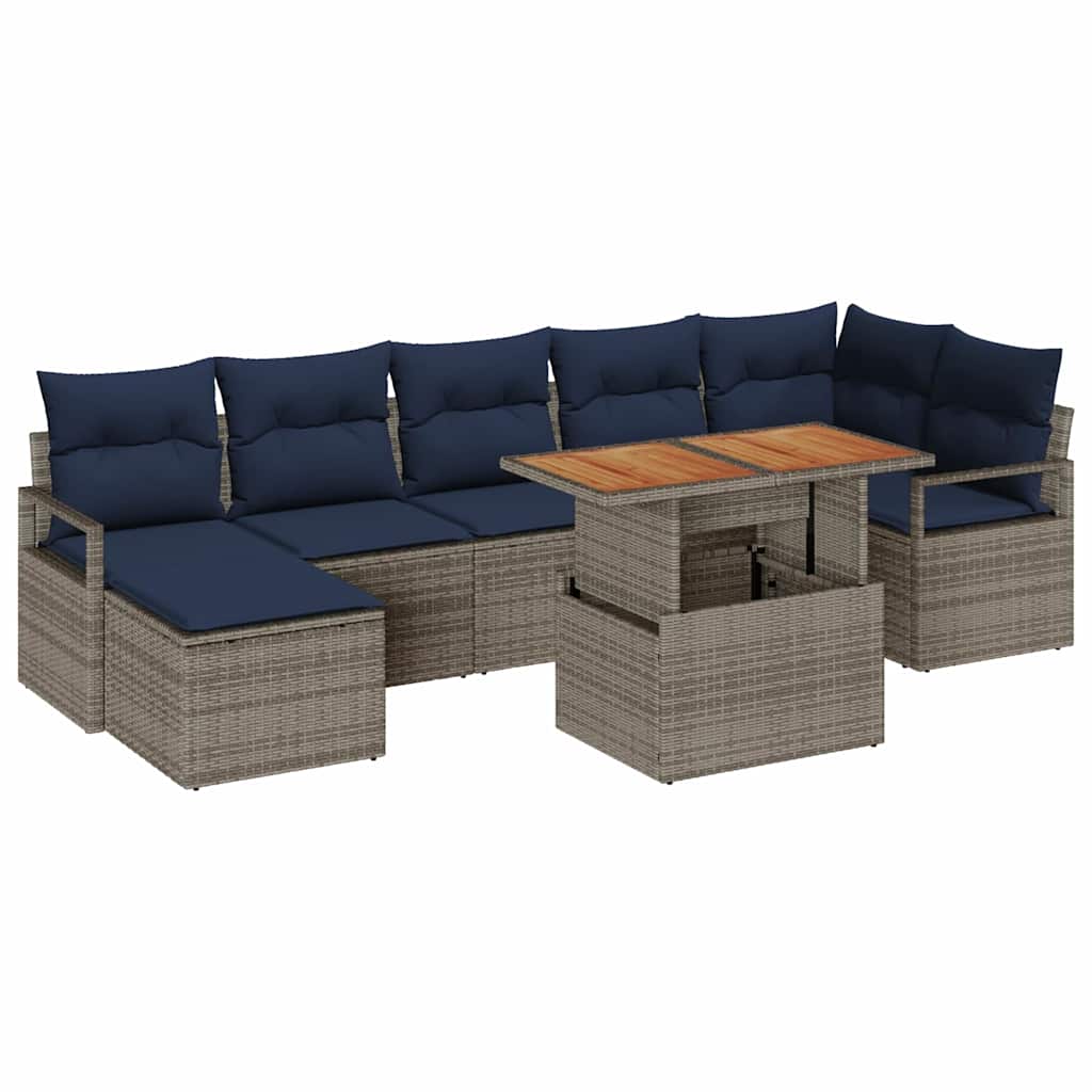 Havesofa Sæt 8 stk. Grå polyrattan