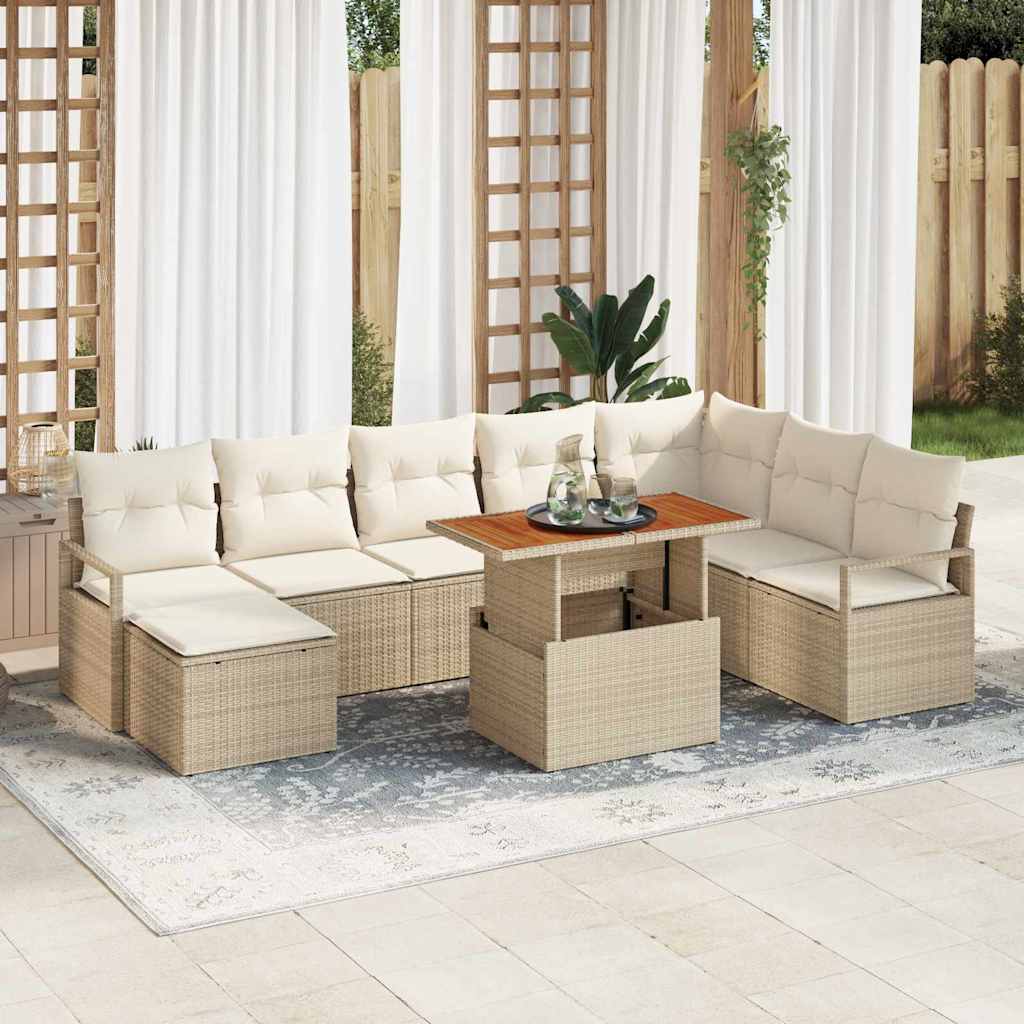 Havesofa Sæt 9 stk. Beige og creme
