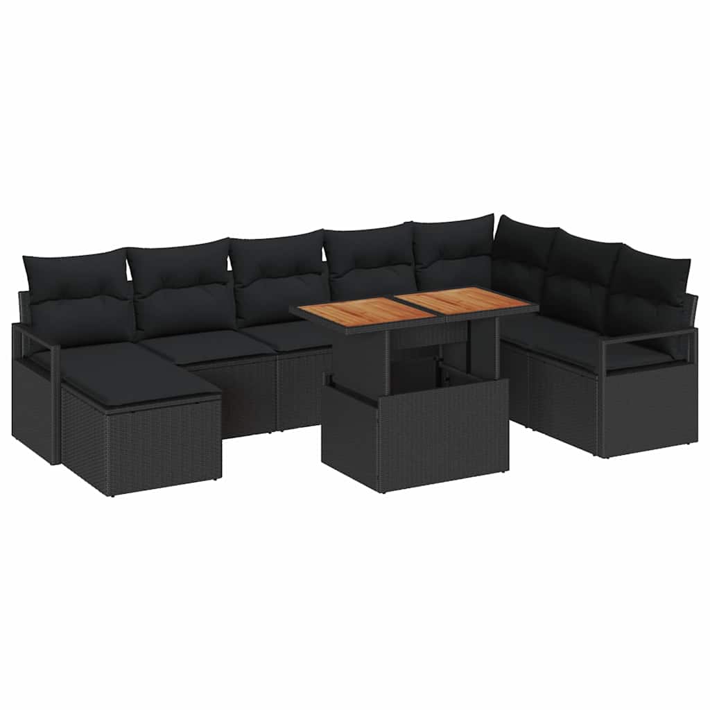 Havesofa Sæt 9 stk. Sort og Brunt
