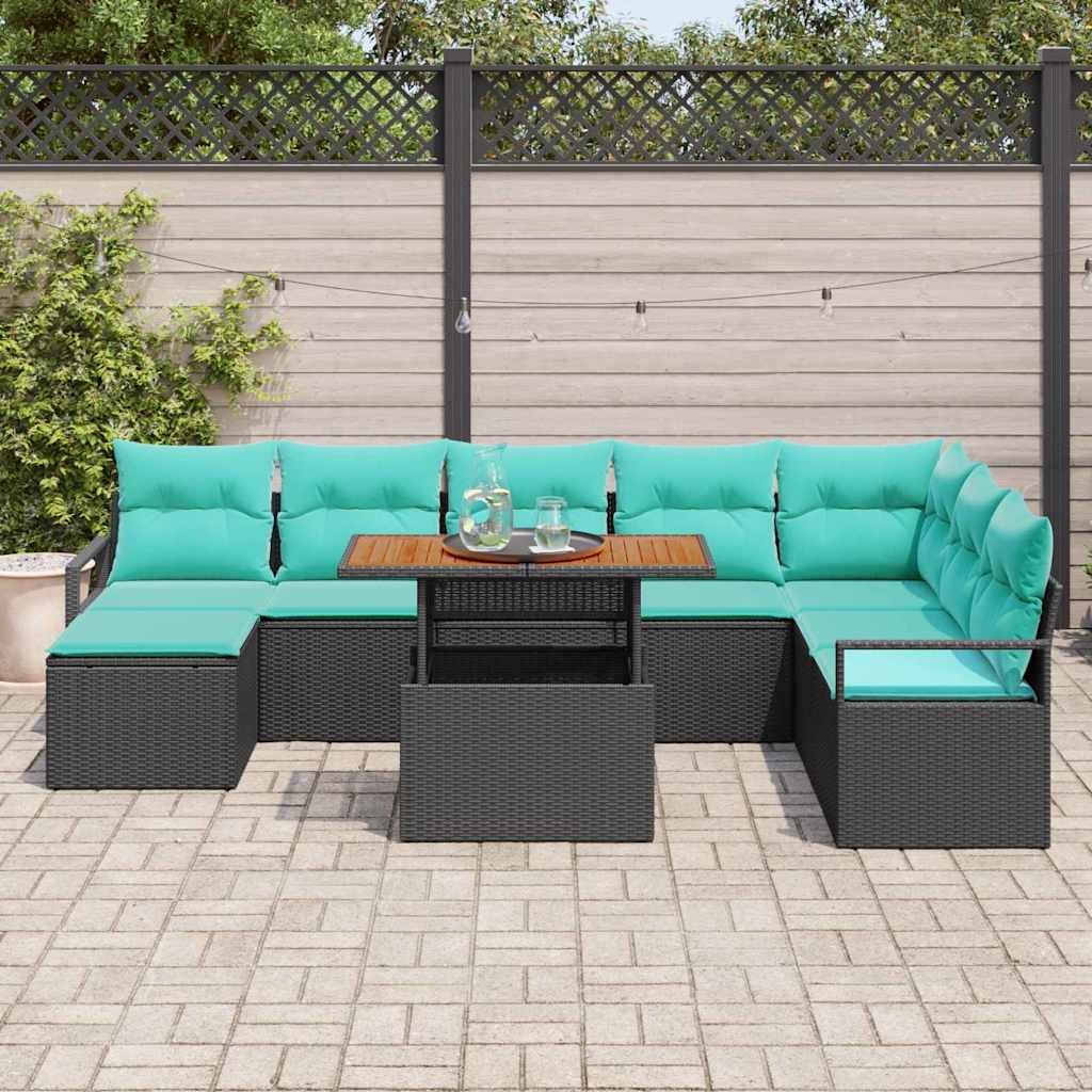 Havesofa Sæt 9 stk. Sort og Teal