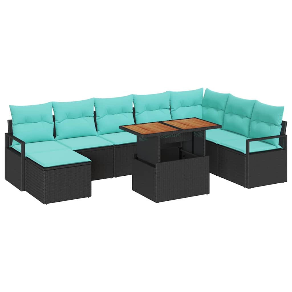 Havesofa Sæt 9 stk. Sort og Teal