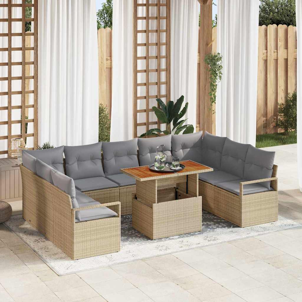 Havesofa Sæt 10 stk. 9-Antal sæder Beige og grå