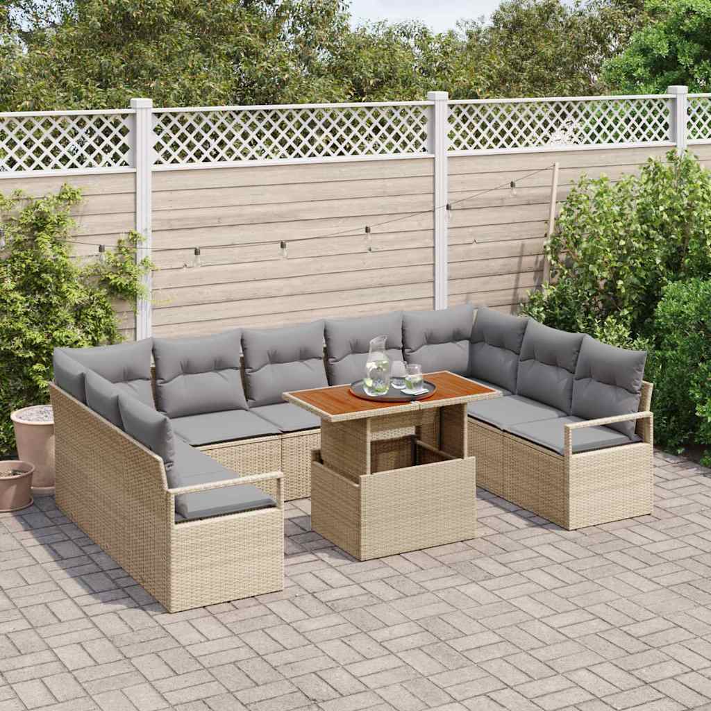 Havesofa Sæt 10 stk. 9-Antal sæder Beige og grå