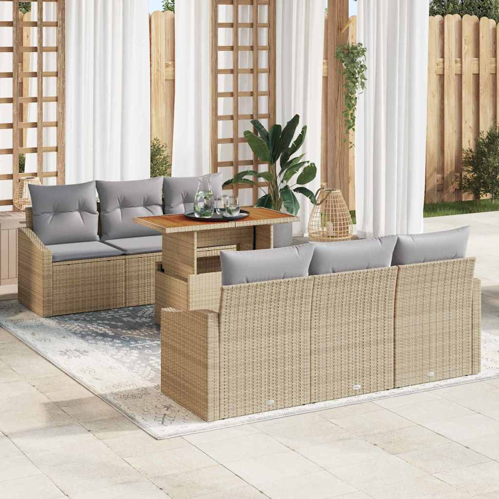Havesofa Sæt 7 stk. Beige og grå