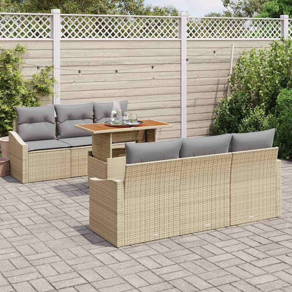 Havesofa Sæt 7 stk. Beige og grå