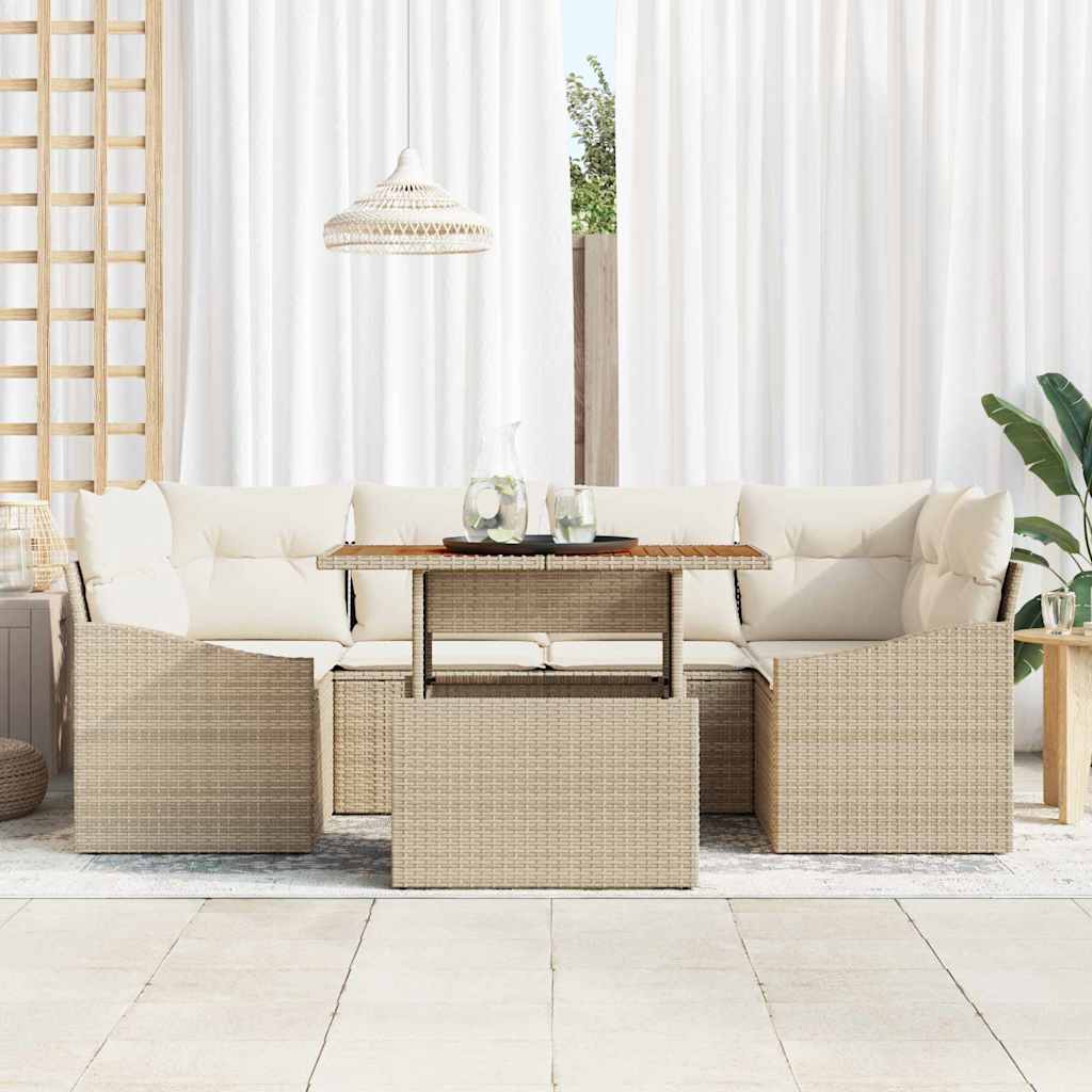 Havesofa Sæt 7 stk. Beige og creme