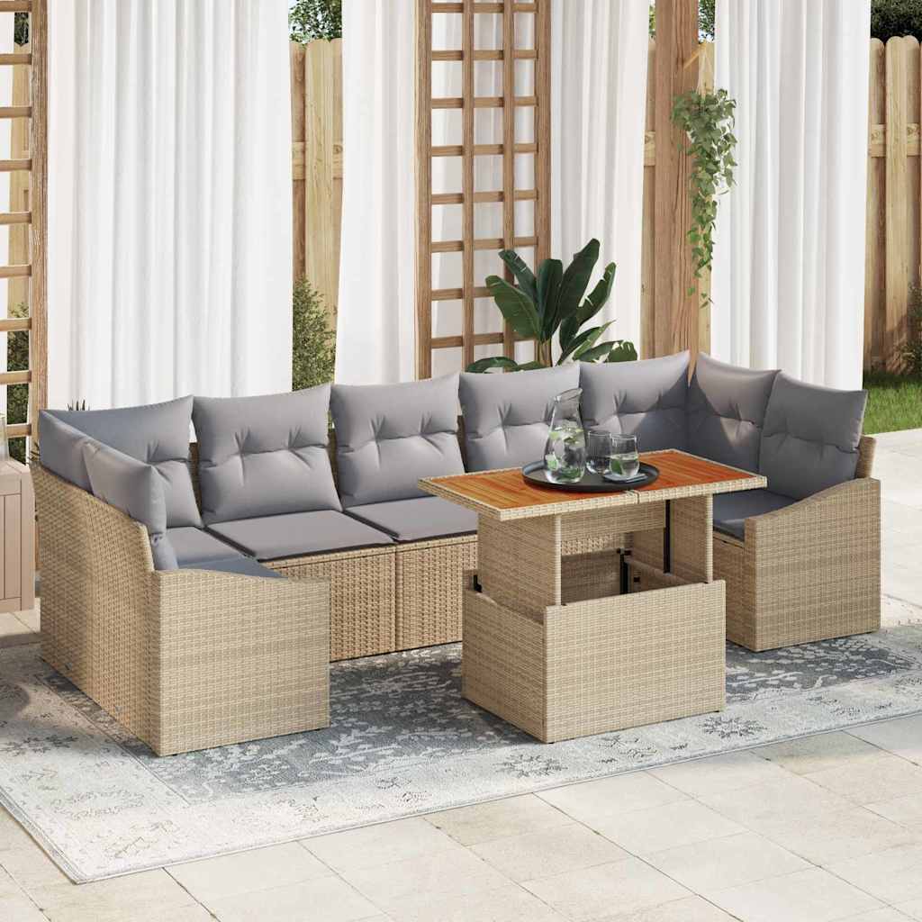 Havesofa Sæt 8 stk. Beige og grå