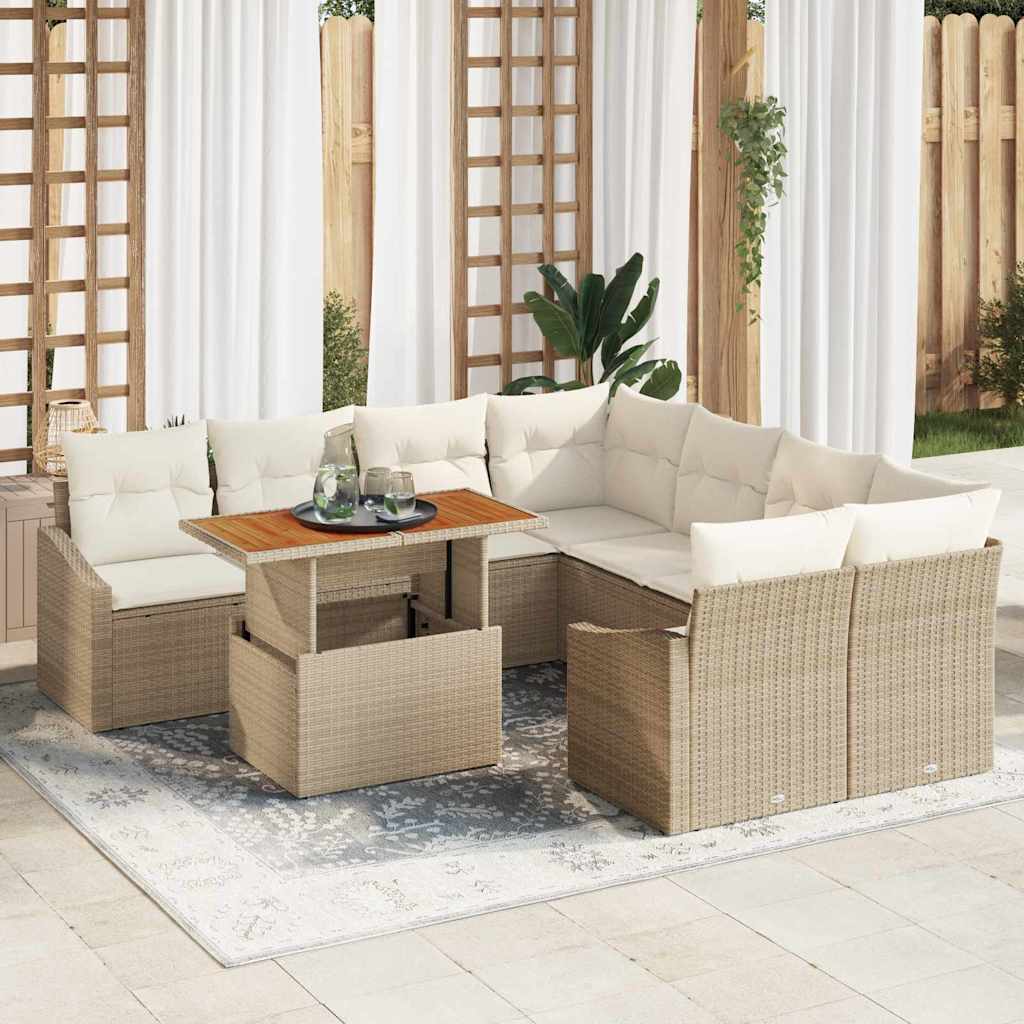 Havesofa Sæt 9 stk. Beige og creme