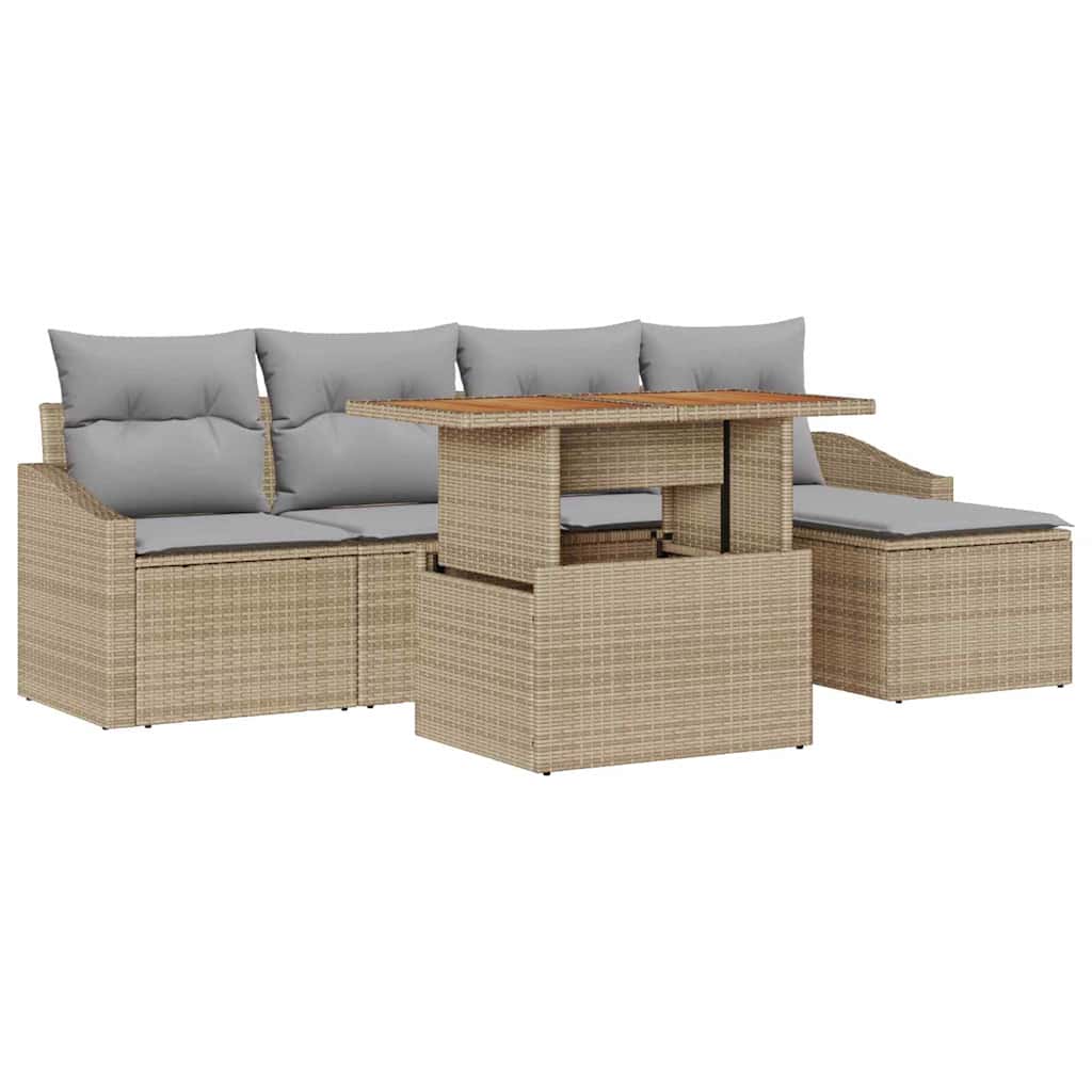 Havesofa Sæt 6 stk. Beige og grå