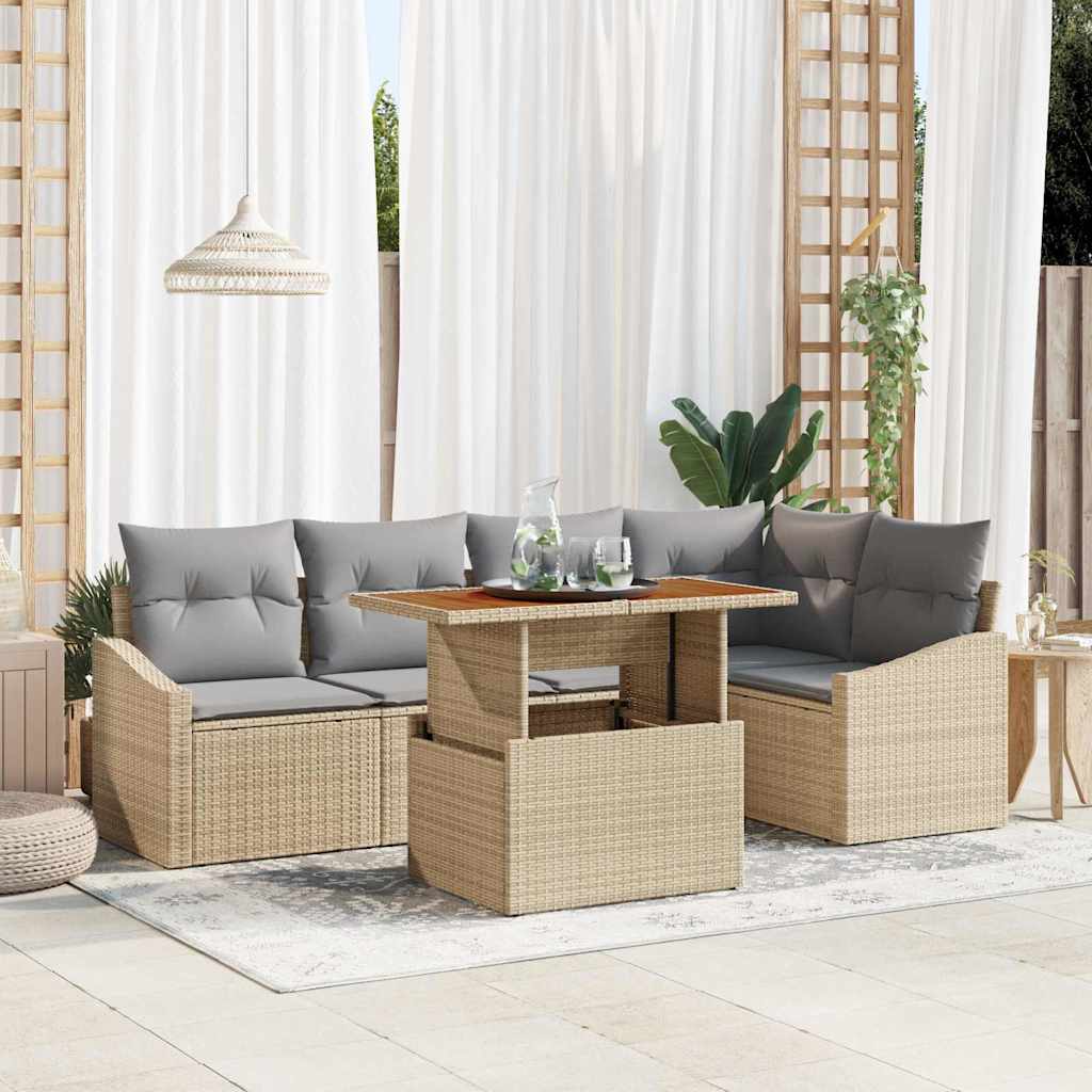 Havesofa Sæt 6 stk. Beige og grå