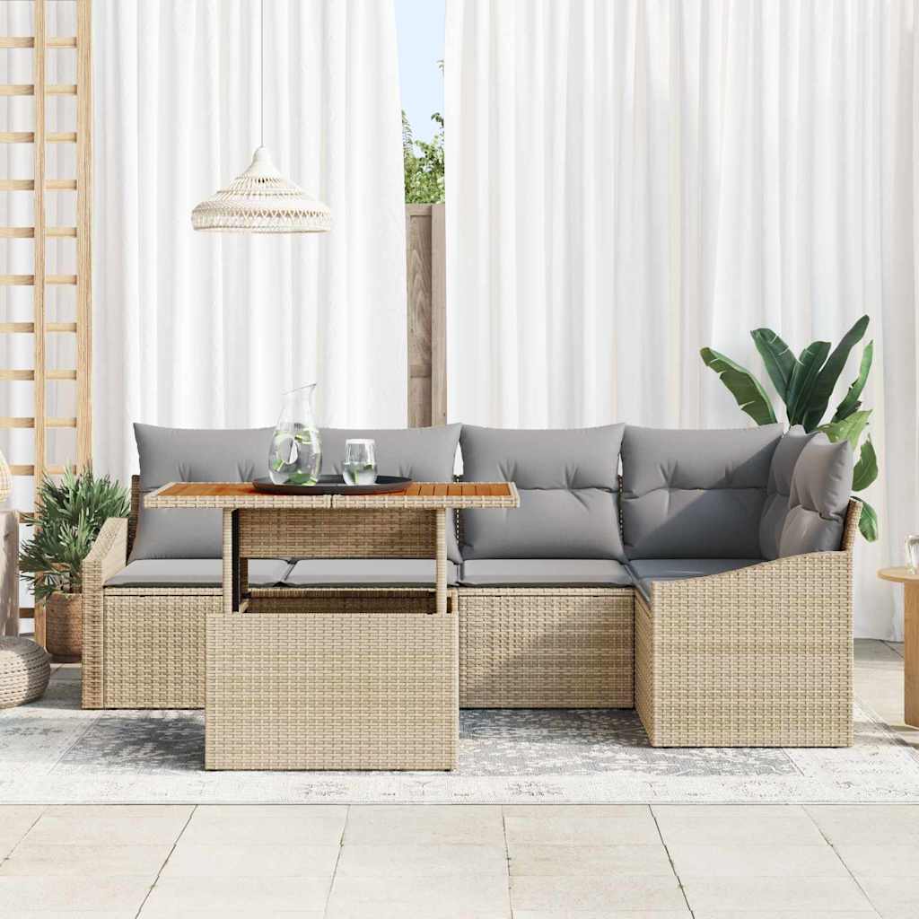 Havesofa Sæt 6 stk. Beige og grå