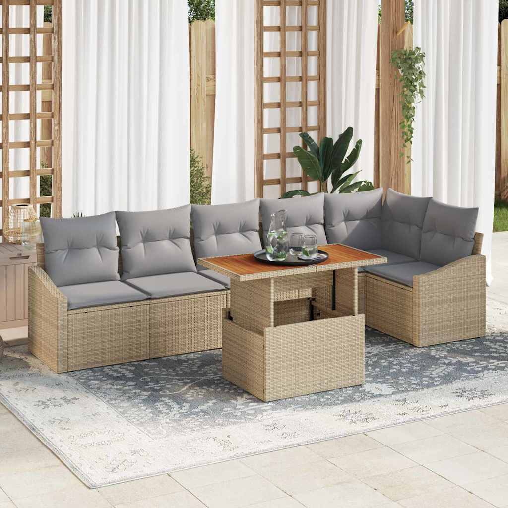 Havesofa Sæt 7 stk. Beige og grå