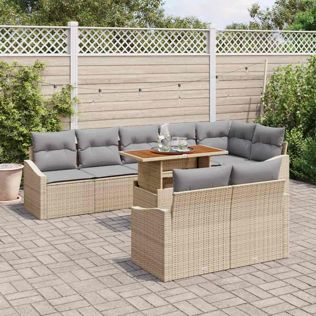 Havesofa Sæt 9 stk. Beige og grå