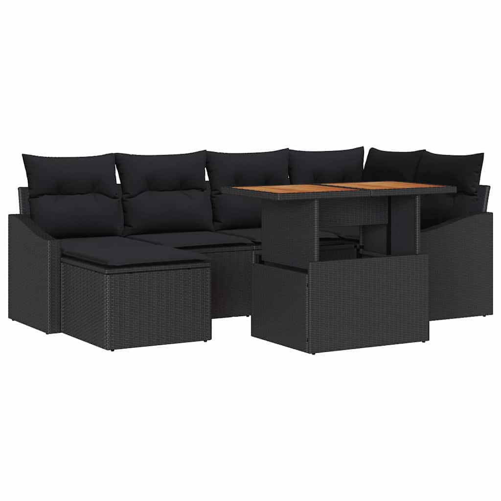 Havesofa Sæt 7 stk. Sort og Brunt