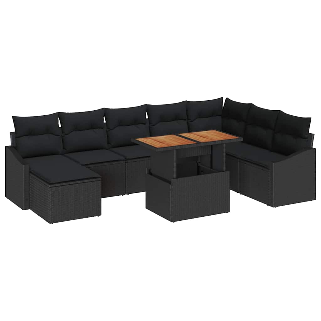 Havesofa Sæt 9 stk. Sort og Brunt