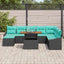 Havesofa Sæt 9 stk. Sort og Teal polyrattan