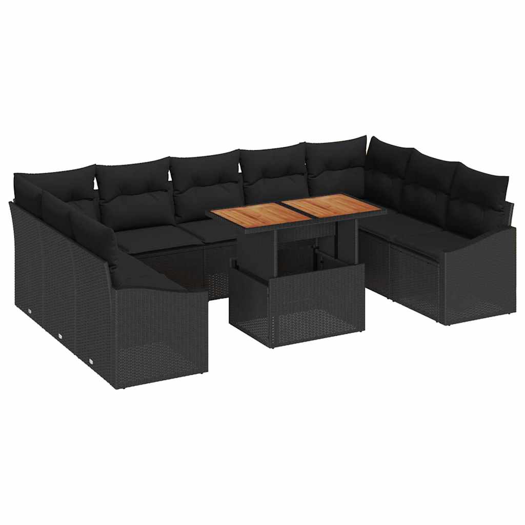 Havesofa Sæt 10 stk. Sort og Brunt