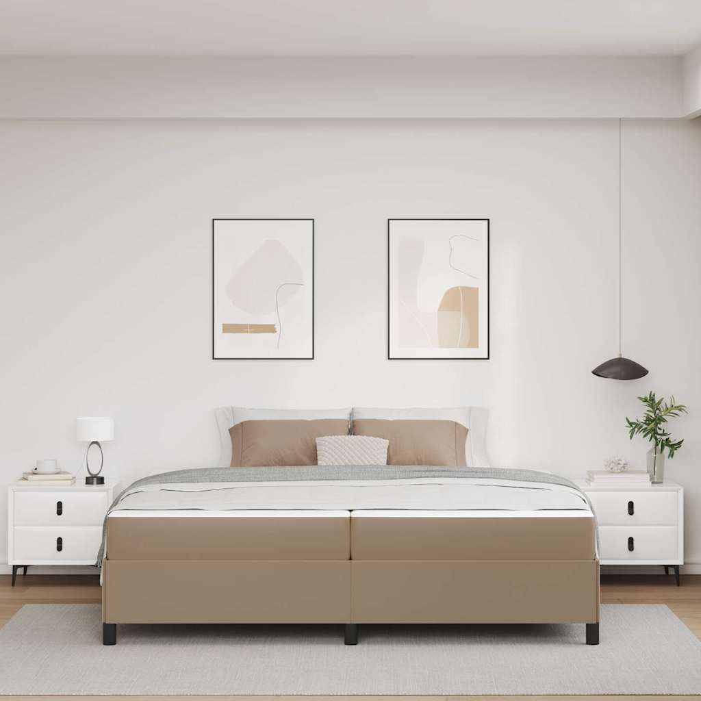 Sengestel med madras Cappuccino 200 x 200 cm Stof