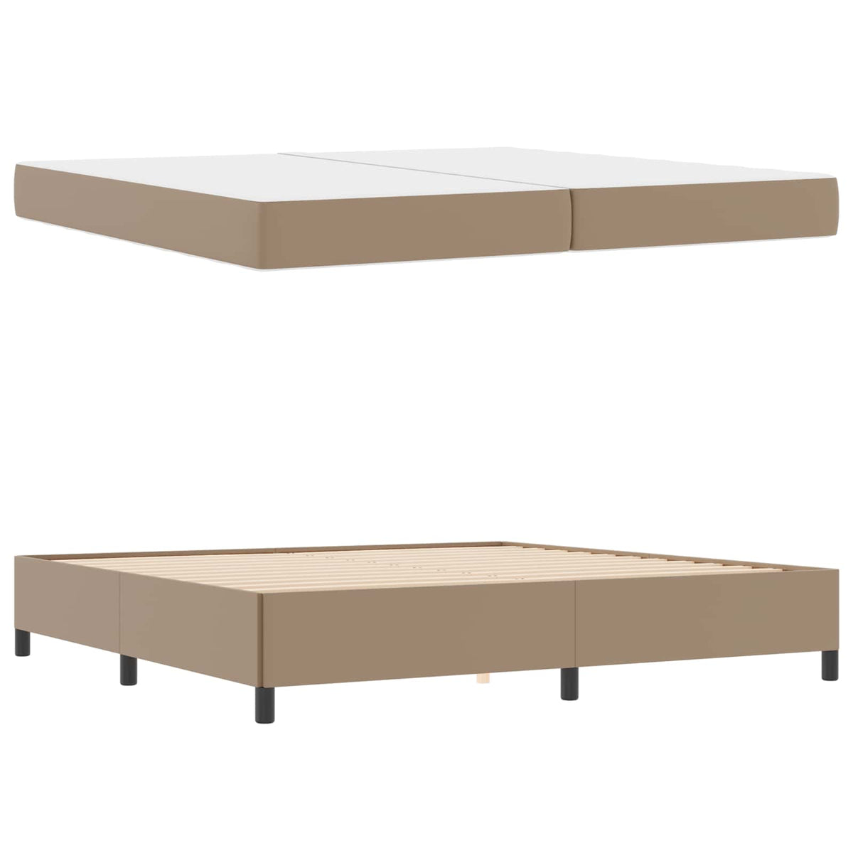 Sengestel med madras Cappuccino 200 x 200 cm Stof