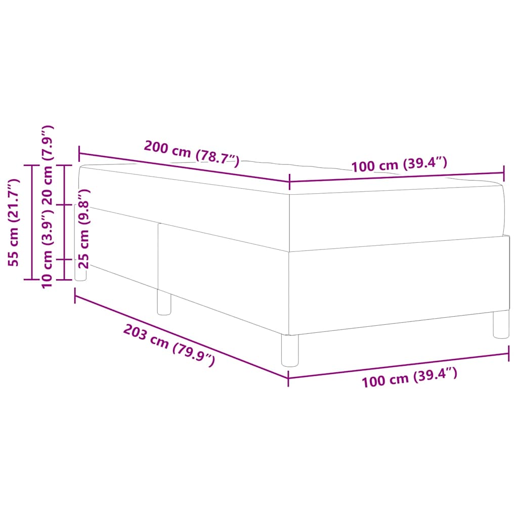 Sengestel med madras Creme 100 x 200 cm Stof