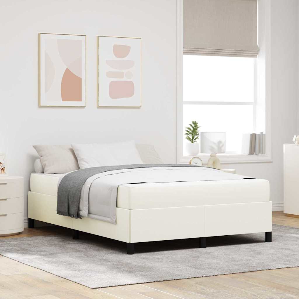Sengestel med madras Creme 140 x 190 cm Stof