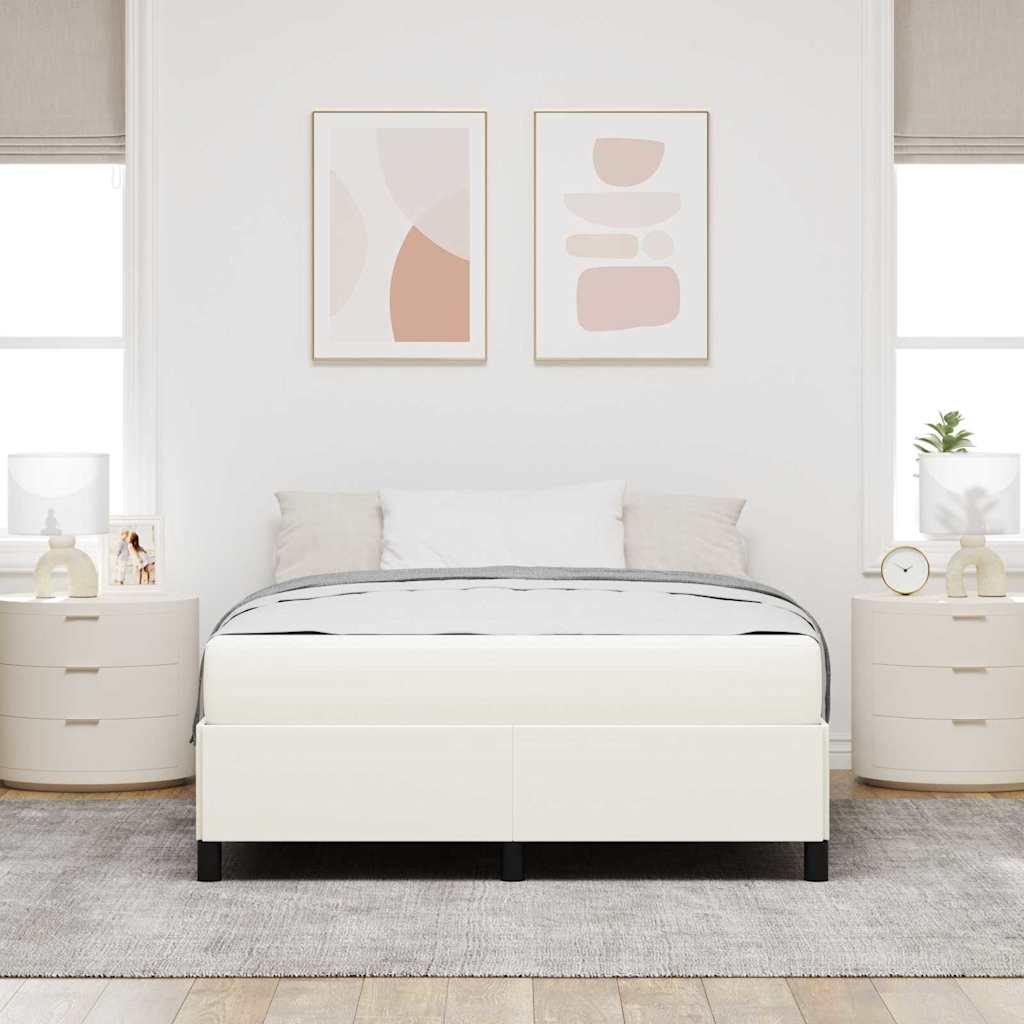Sengestel med madras Creme 140 x 190 cm Stof