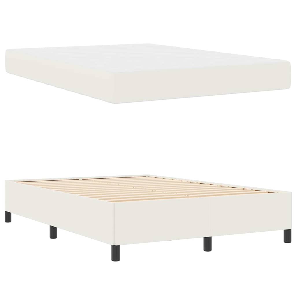 Sengestel med madras Creme 140 x 200 cm Stof