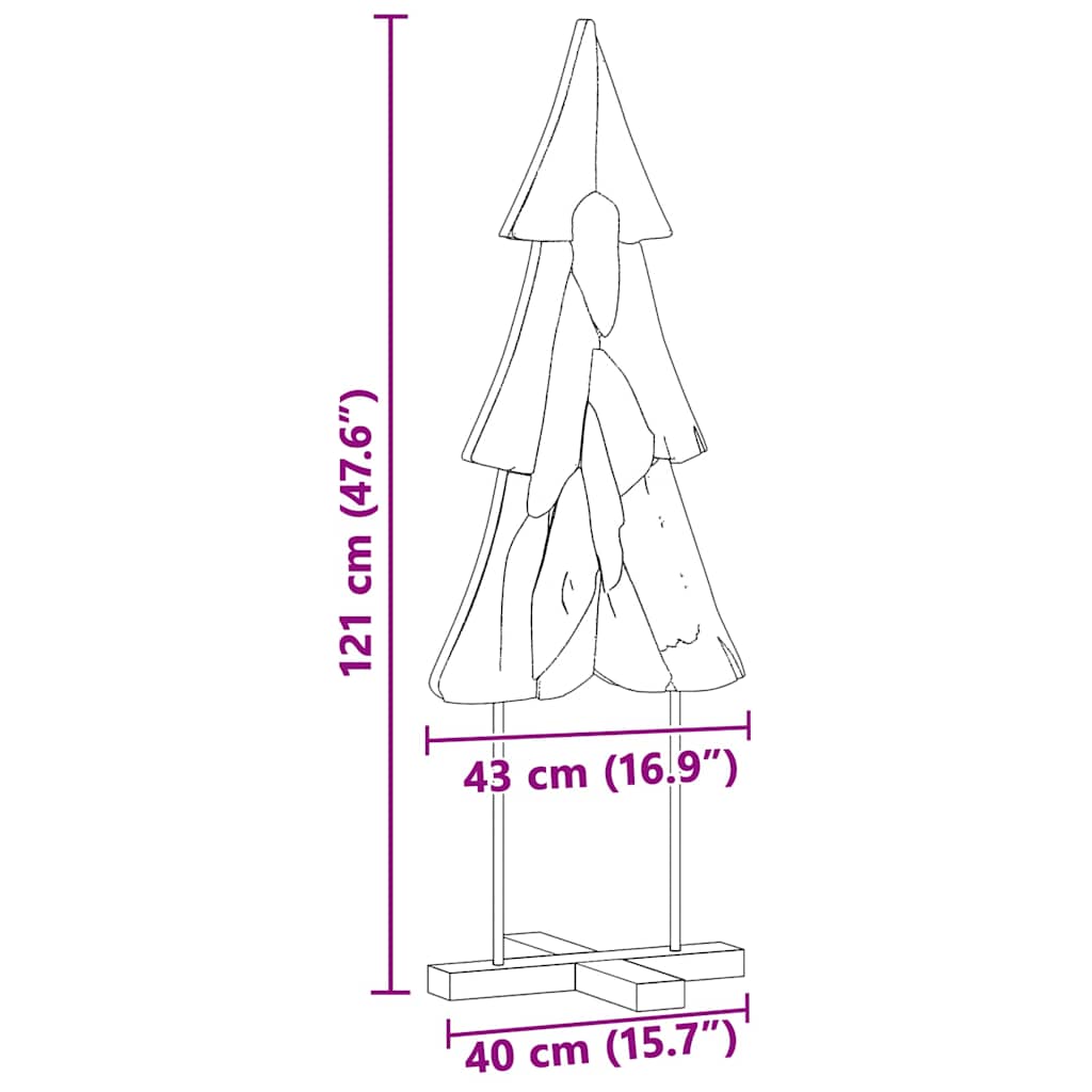 Juletræ med stativ Brun 121 cm Massivt teaktræ