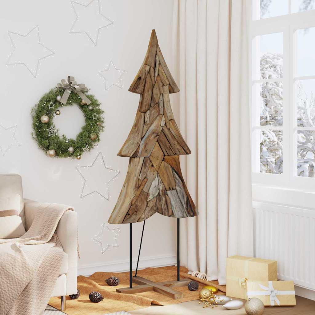 Juletræ med stativ Brun 181,5 cm Massivt teaktræ