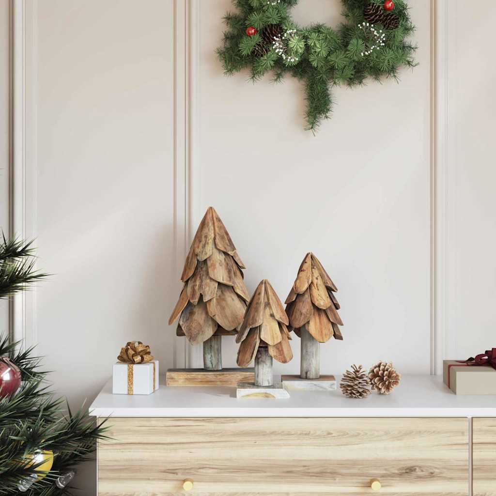 Juletræ 3 stk. Brun 40 cm Massivt teaktræ