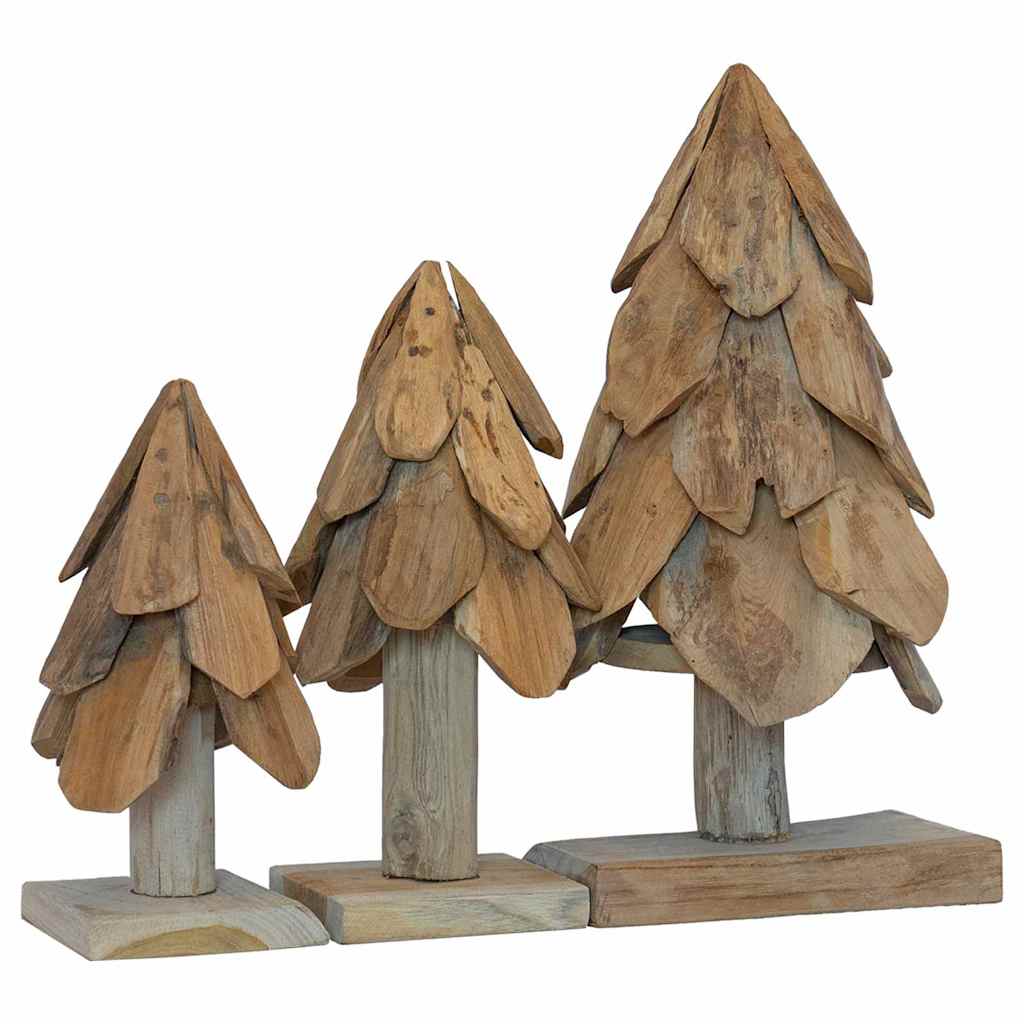 Juletræ 3 stk. Brun 40 cm Massivt teaktræ