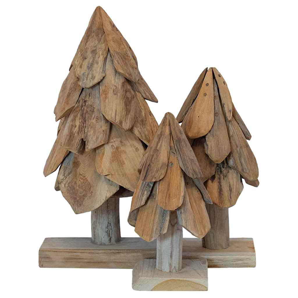 Juletræ 3 stk. Brun 40 cm Massivt teaktræ